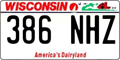 WI license plate 386NHZ