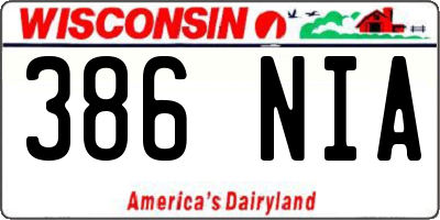WI license plate 386NIA