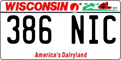 WI license plate 386NIC
