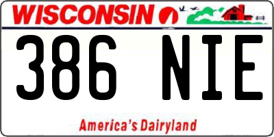 WI license plate 386NIE