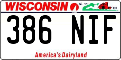WI license plate 386NIF