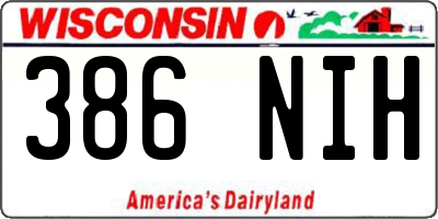 WI license plate 386NIH