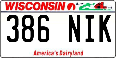 WI license plate 386NIK