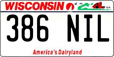 WI license plate 386NIL