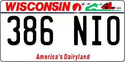 WI license plate 386NIO