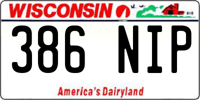 WI license plate 386NIP