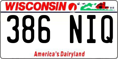 WI license plate 386NIQ