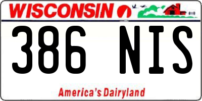 WI license plate 386NIS