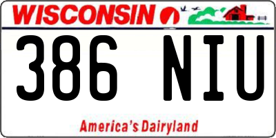 WI license plate 386NIU