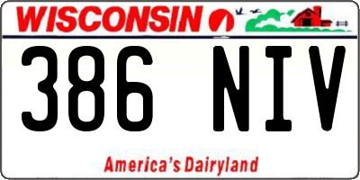 WI license plate 386NIV