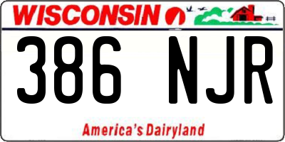 WI license plate 386NJR