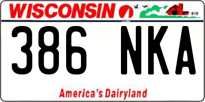 WI license plate 386NKA