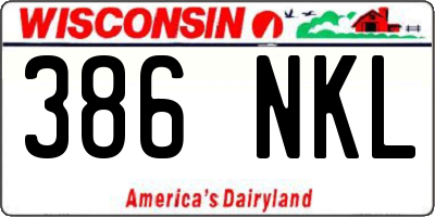WI license plate 386NKL