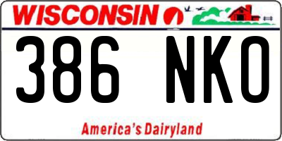 WI license plate 386NKO