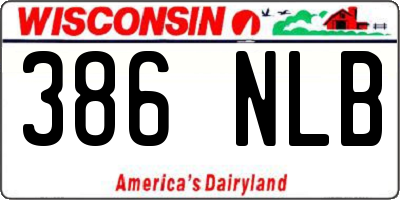 WI license plate 386NLB