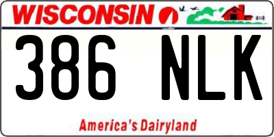 WI license plate 386NLK