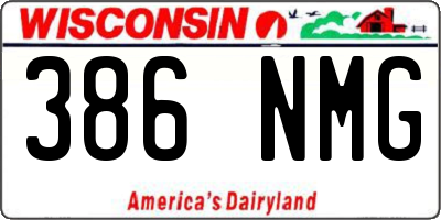 WI license plate 386NMG