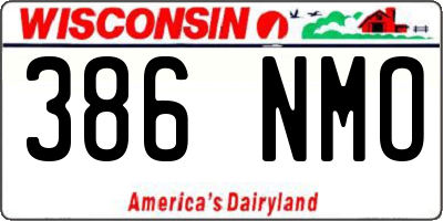 WI license plate 386NMO
