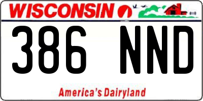 WI license plate 386NND