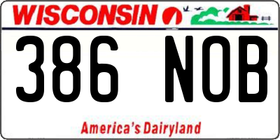 WI license plate 386NOB