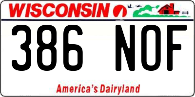 WI license plate 386NOF