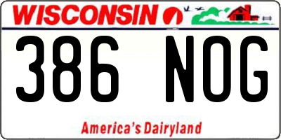 WI license plate 386NOG