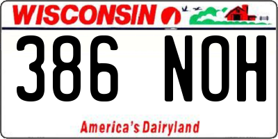 WI license plate 386NOH