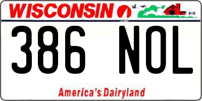 WI license plate 386NOL