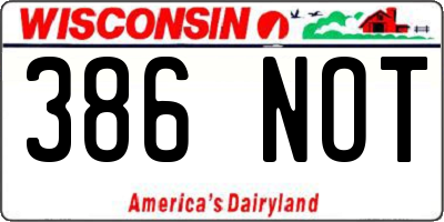 WI license plate 386NOT