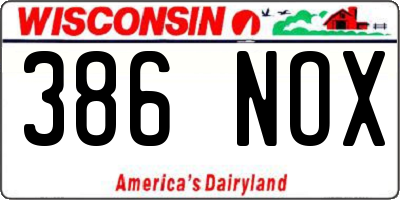 WI license plate 386NOX