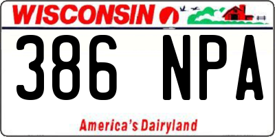 WI license plate 386NPA