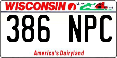 WI license plate 386NPC
