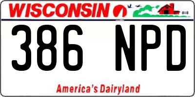 WI license plate 386NPD