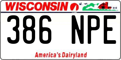 WI license plate 386NPE
