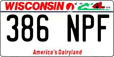 WI license plate 386NPF