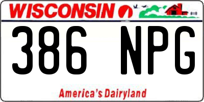 WI license plate 386NPG