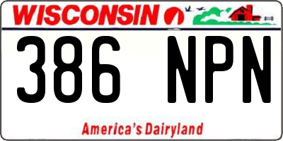 WI license plate 386NPN