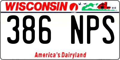 WI license plate 386NPS