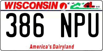 WI license plate 386NPU