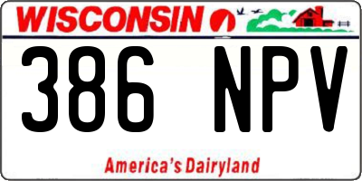WI license plate 386NPV