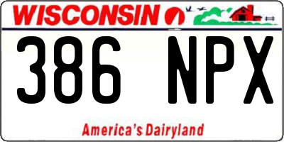 WI license plate 386NPX