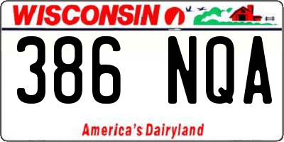 WI license plate 386NQA