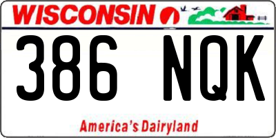 WI license plate 386NQK