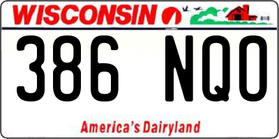 WI license plate 386NQO
