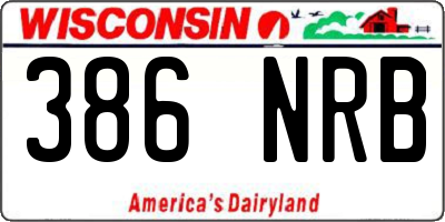 WI license plate 386NRB