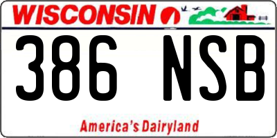 WI license plate 386NSB