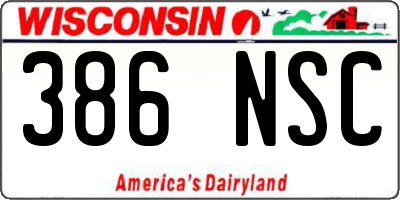 WI license plate 386NSC