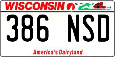 WI license plate 386NSD