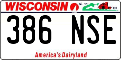 WI license plate 386NSE