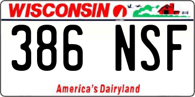WI license plate 386NSF